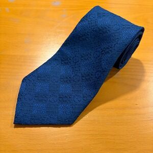 Vintage Superba Navy Blue Jacquard Polyester Necktie Formal Business 4 in Wide